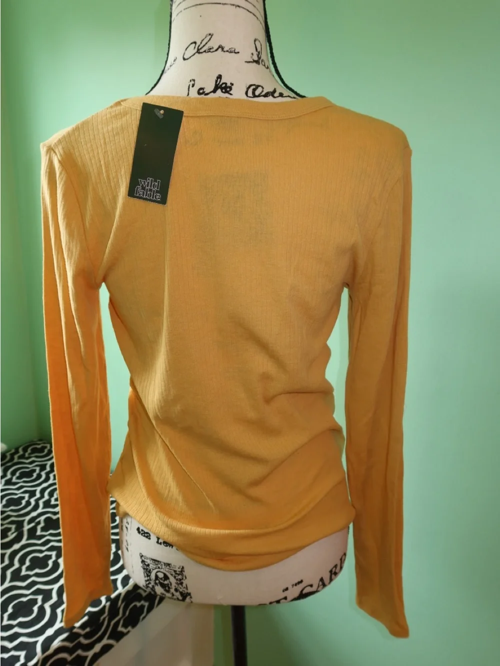 wild fable Long-Sleeve Crewneck Top - Mustard